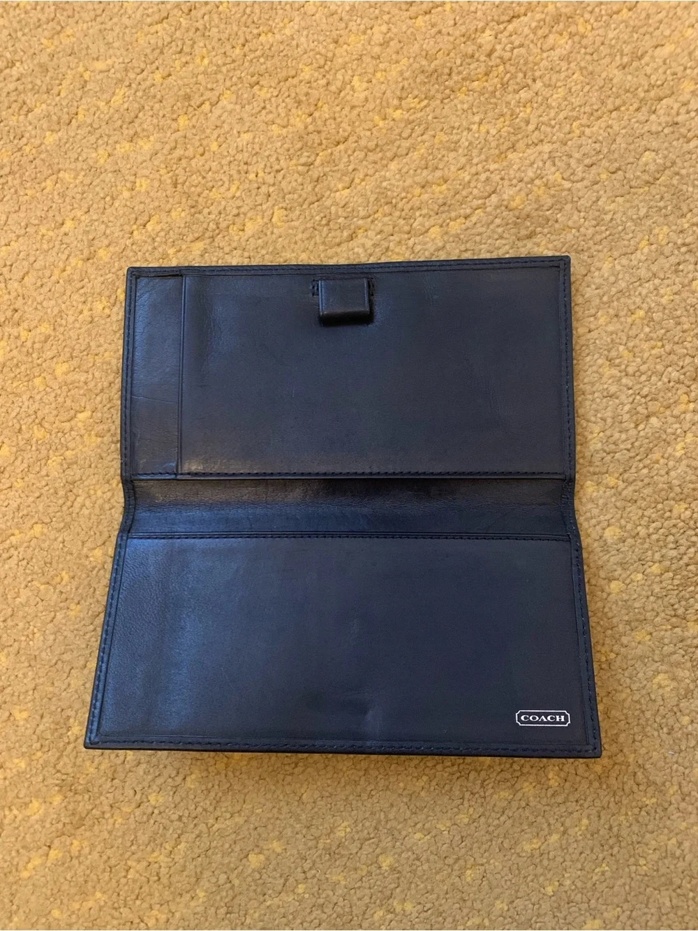 Coach black leather checkbook cover